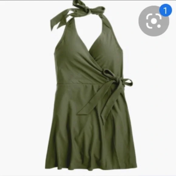 j crew halter swim dress J Crew Swim Dress Halter Wrap Womens 24 Black One Piece Full Coverage Plus Size
